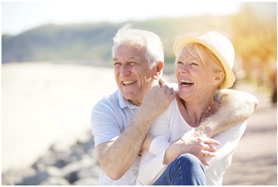Elderly couple at beach